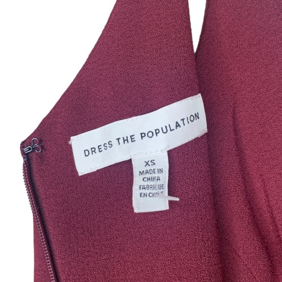 NWOT Dress The Population Lyla Sleek Form-Fitting Sheath Midi Dress in Plum XS - Picture 7 of 9